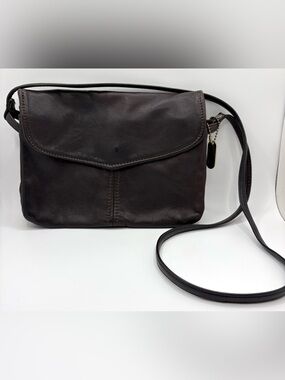 Vintage Victoria Leather Co. Accordion Crossbody Bag Purse Black Made USA 90’s